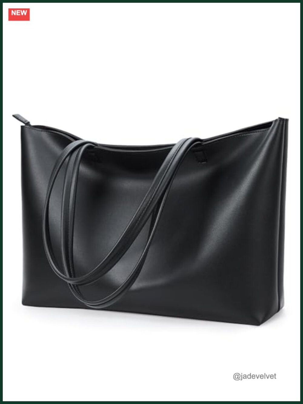 Vegan Leather Tote Bag with Zipper Closure, Satchel for Women, Large 16-inch